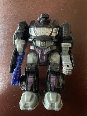 VTG Hap-P-Kid Robot Figure Black and Purple Walking Toy